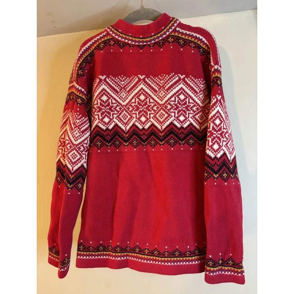 HANNA ANDERSSON Red Cotton Fair Isle 1/4 Zip Sweater 6-7 Christmas